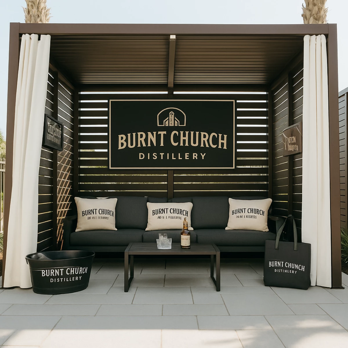 a couch and table outside