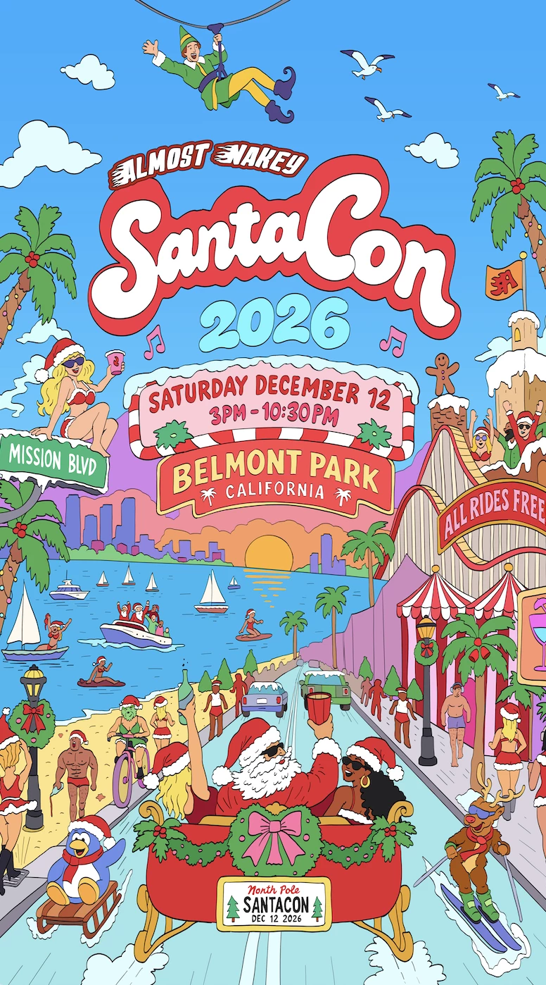 a poster of a santa claus parade