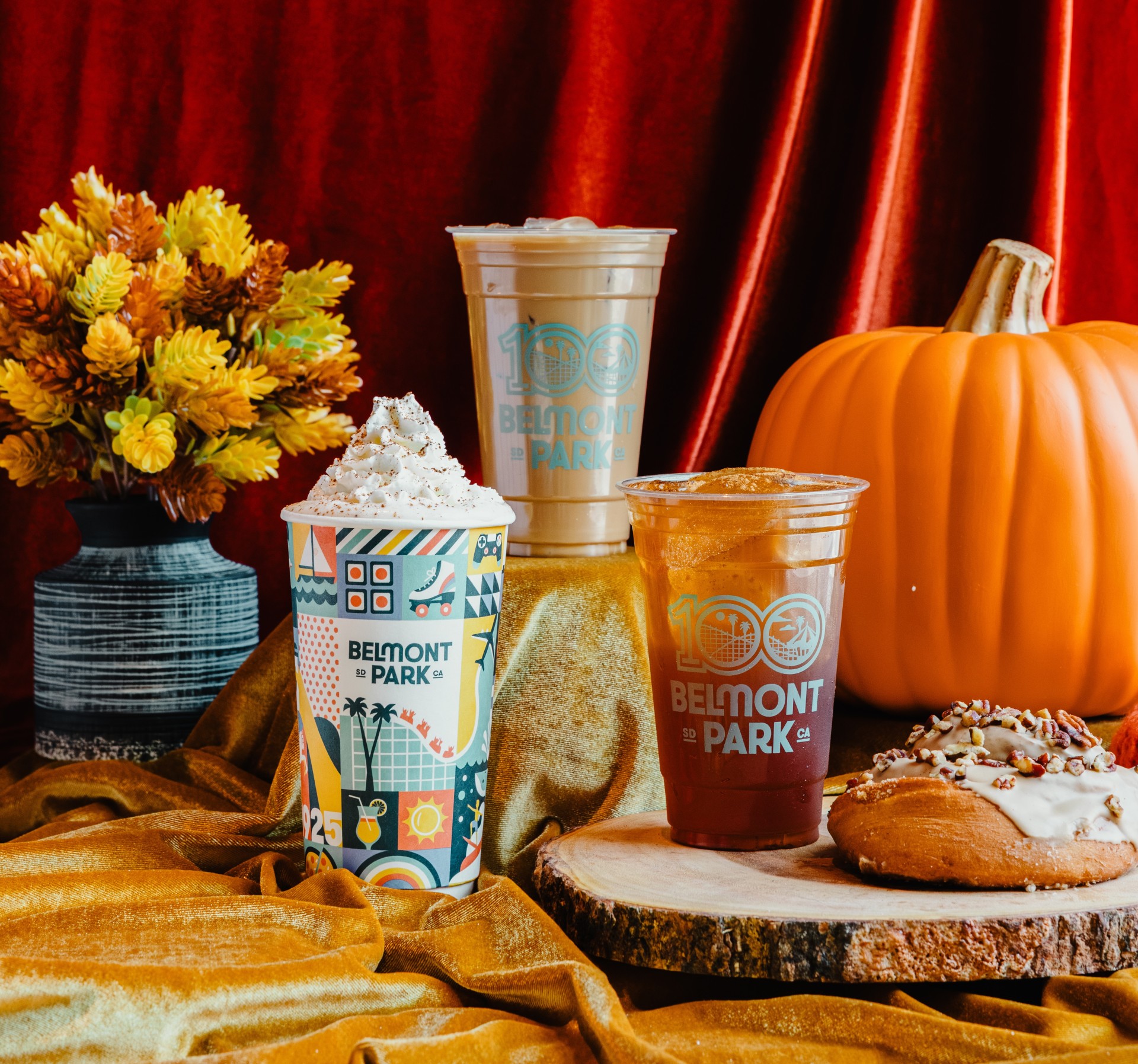 a table with food and drinks