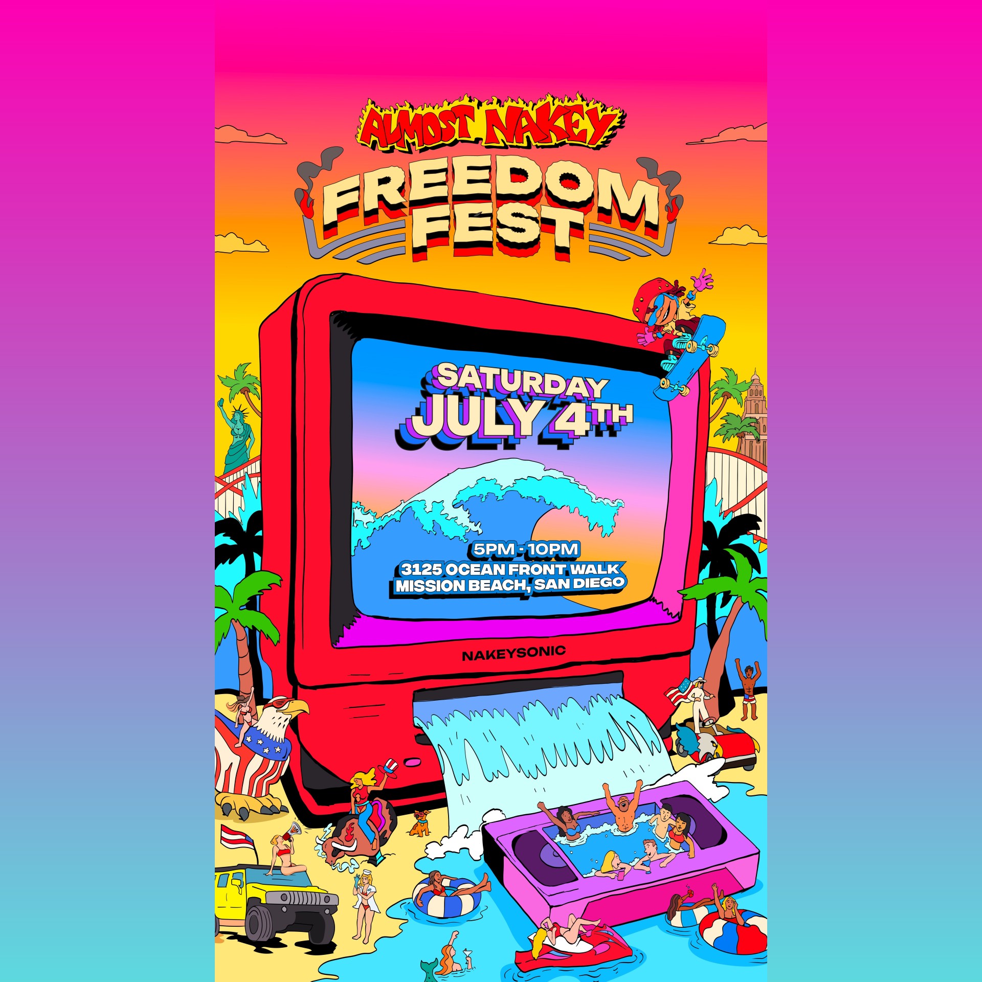 a poster of a television with a screen and text