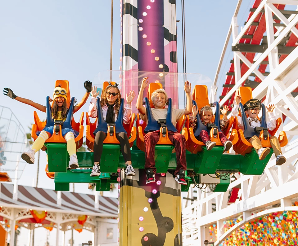 a group of people on a roller coaster