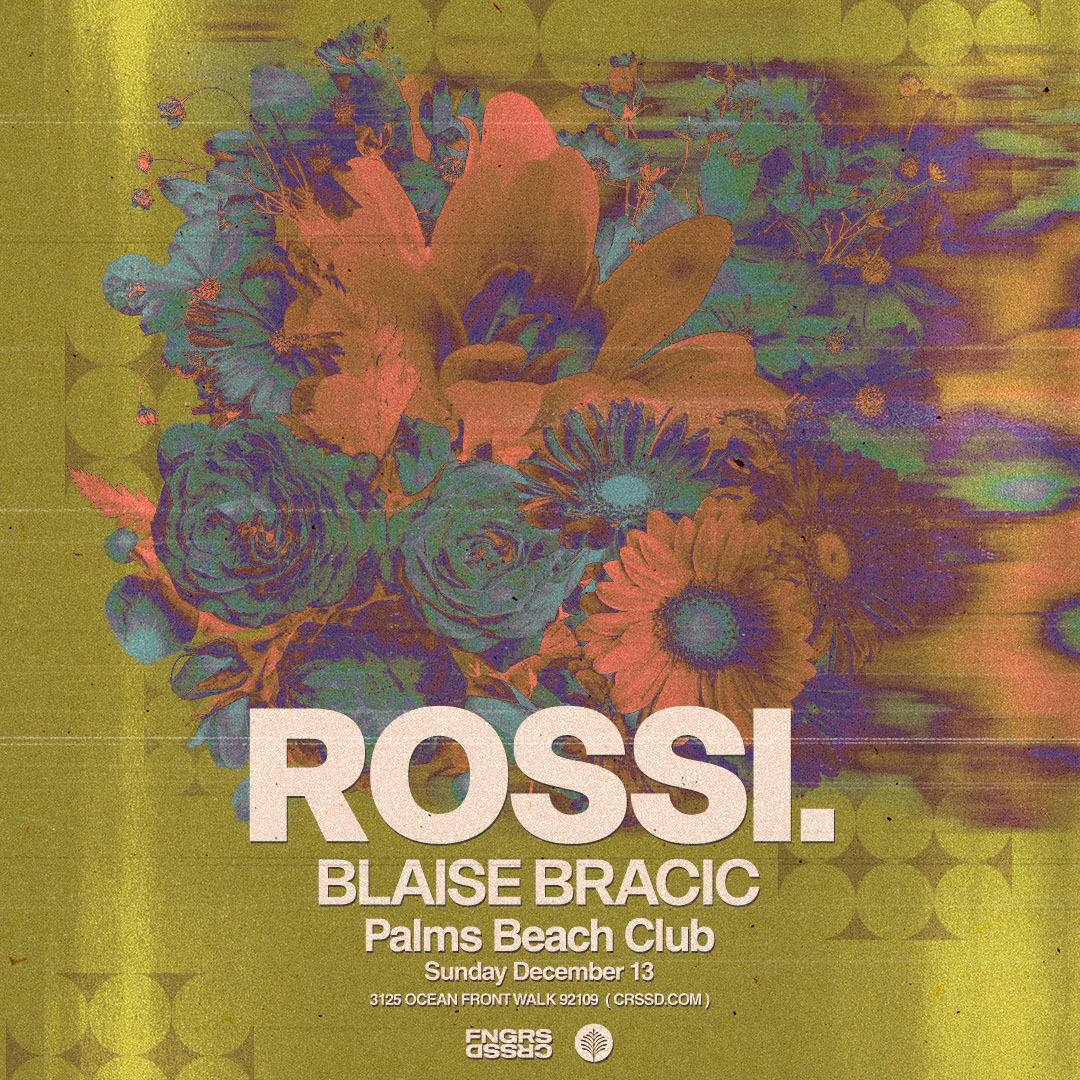 a poster with flowers and text to advertise the ROSSI Concert on December 13