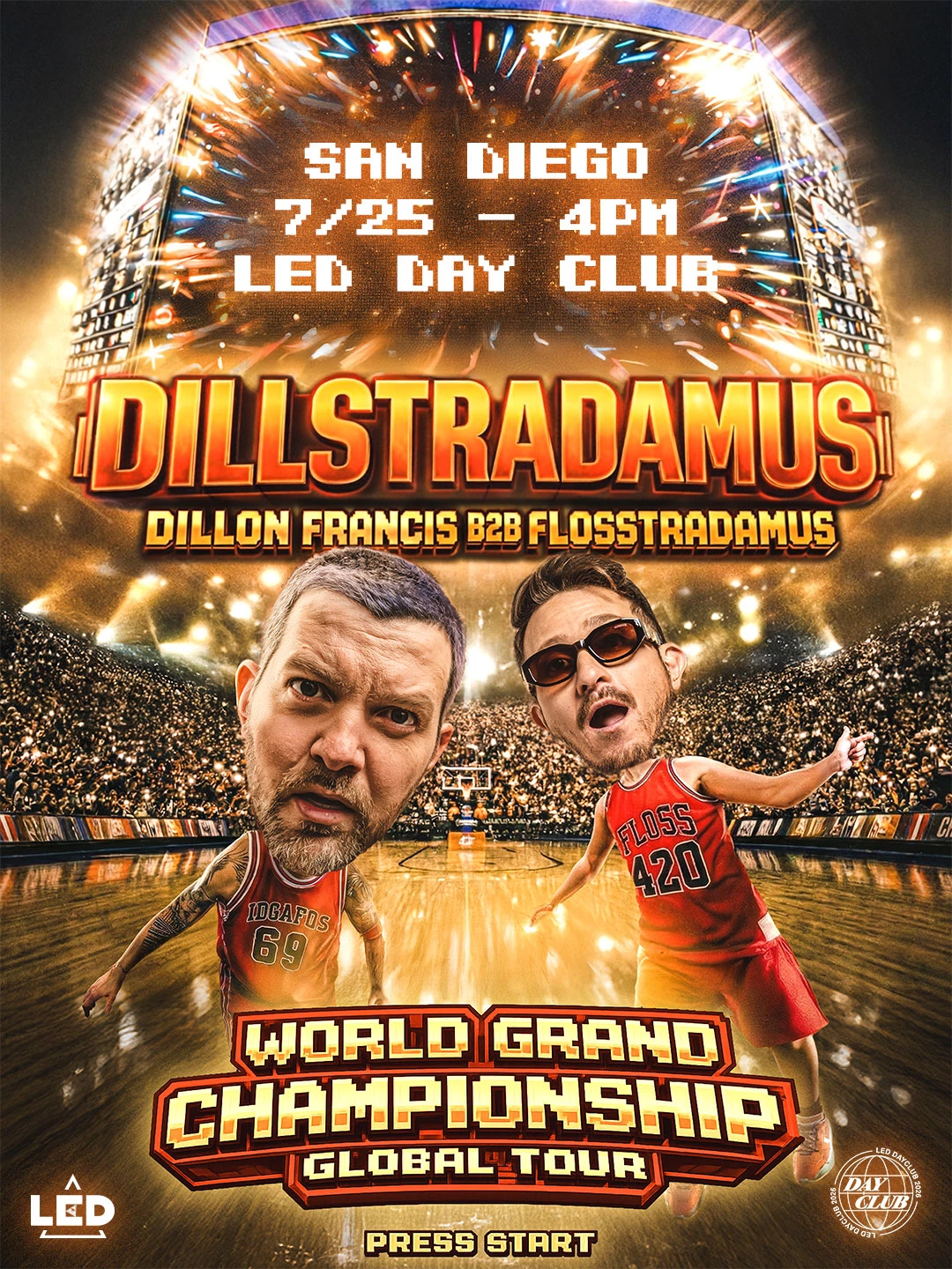 a poster of two men in a basketball court