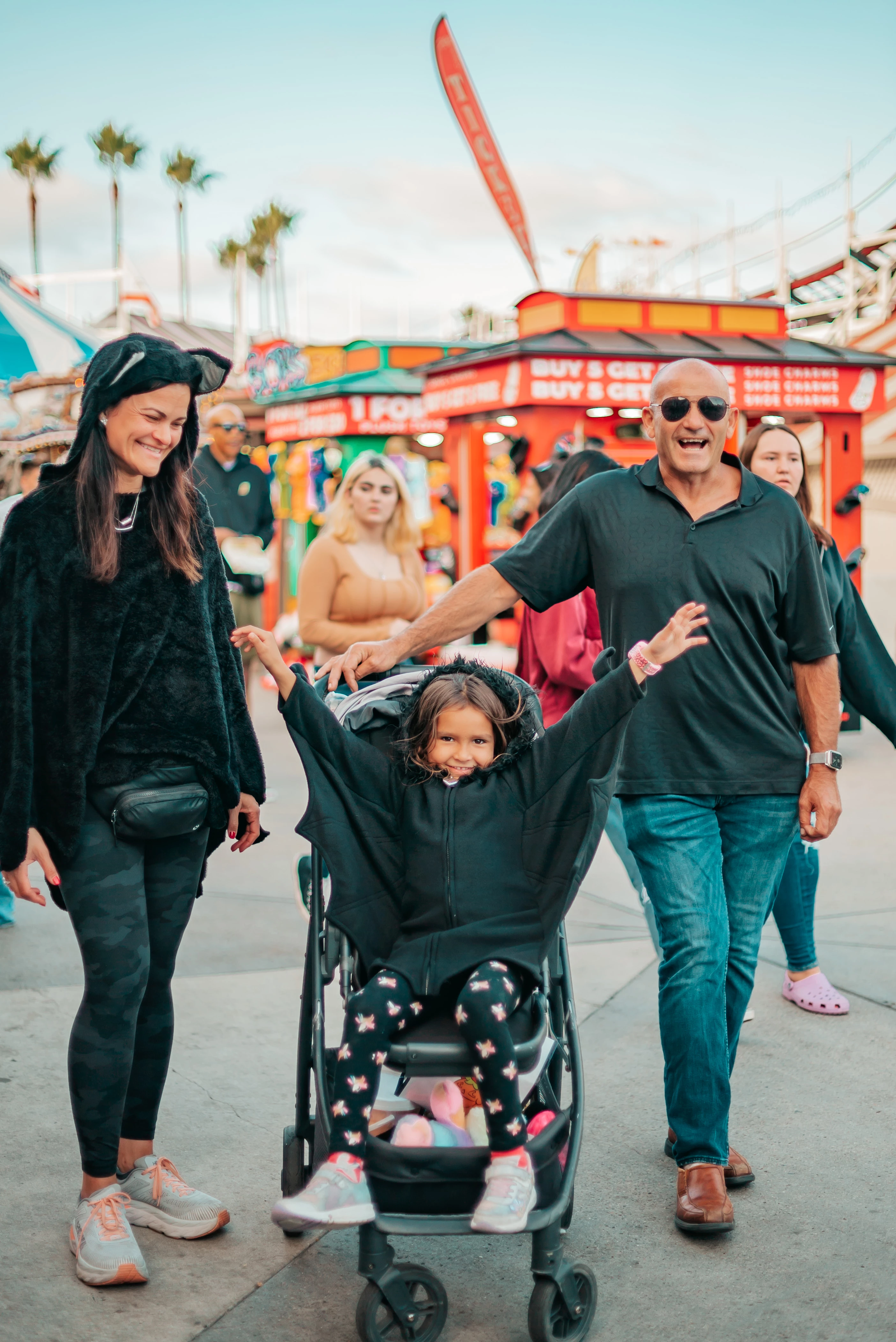 a woman and a child in a stroller