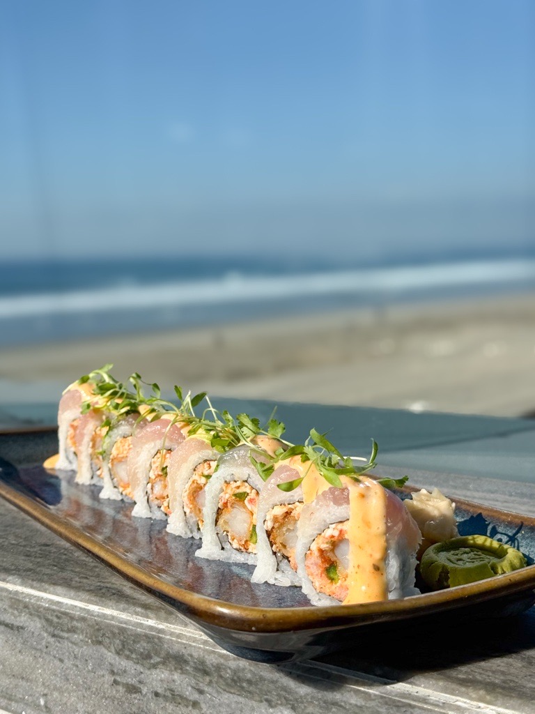 a plate of sushi on a table