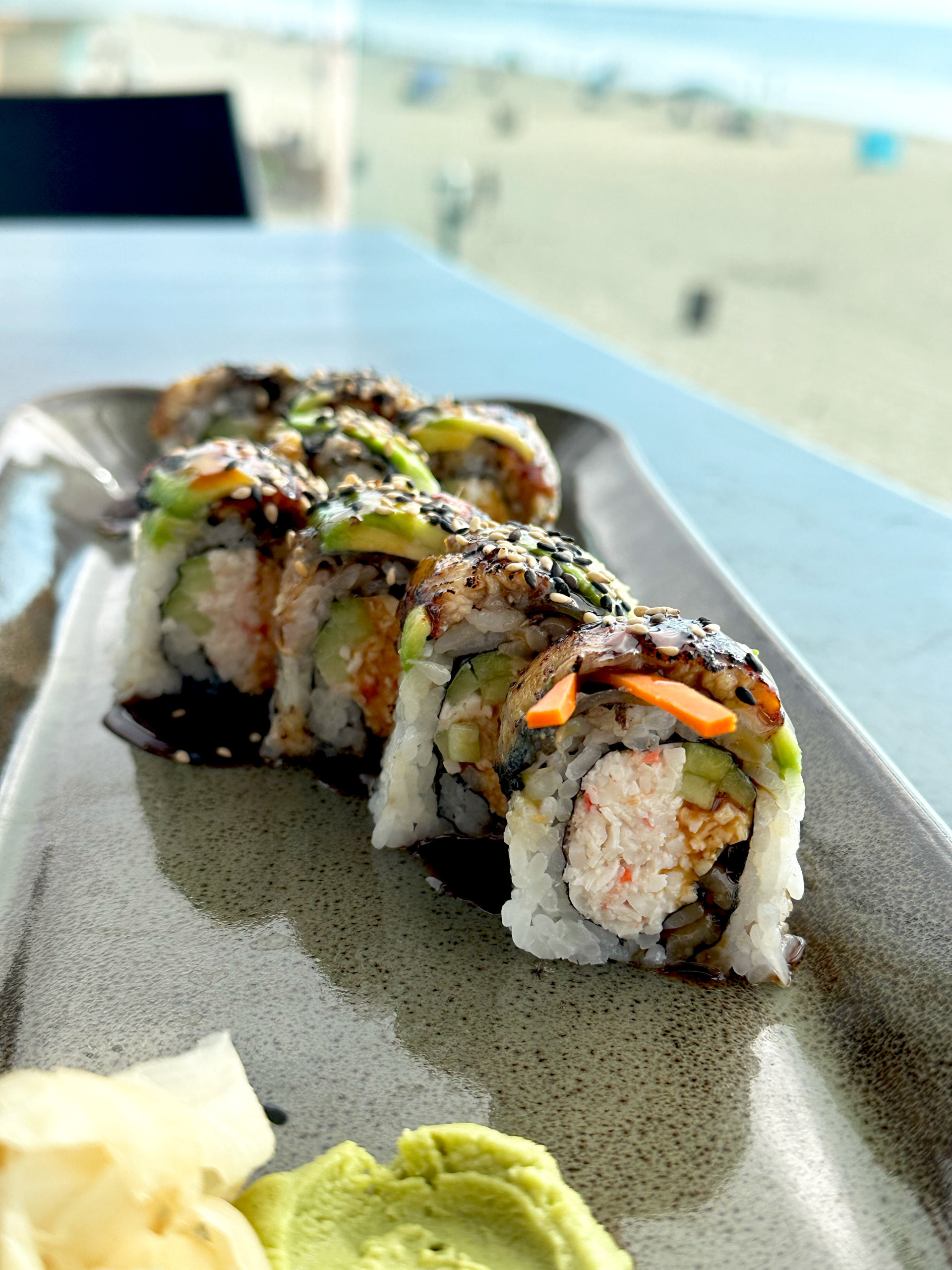 a plate of sushi on a table