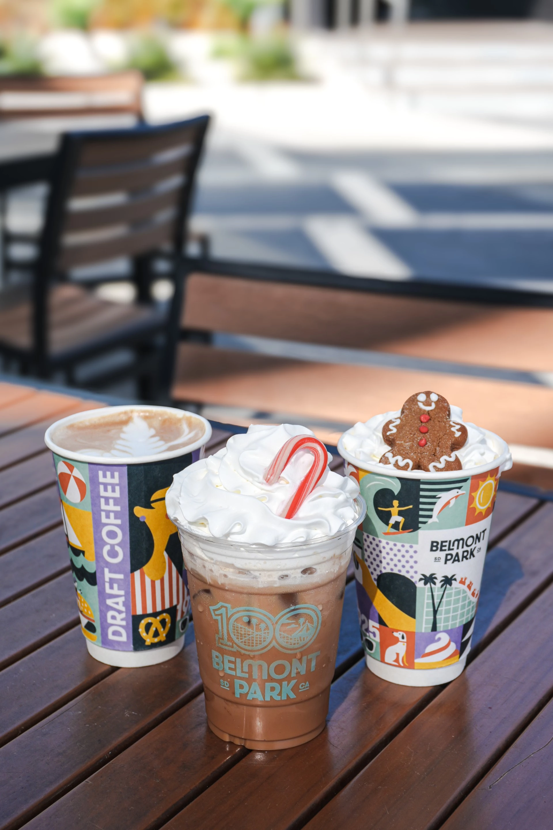 a group of drinks on a table