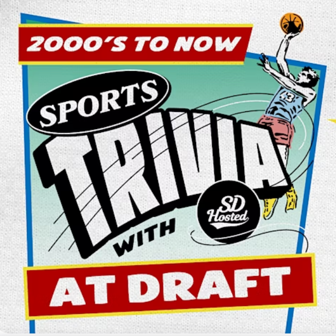 a poster for a sports trivia event