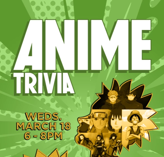a poster advertising anime trivia at draft