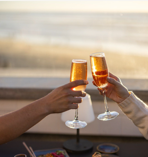 a pair of hands holding wine glasses