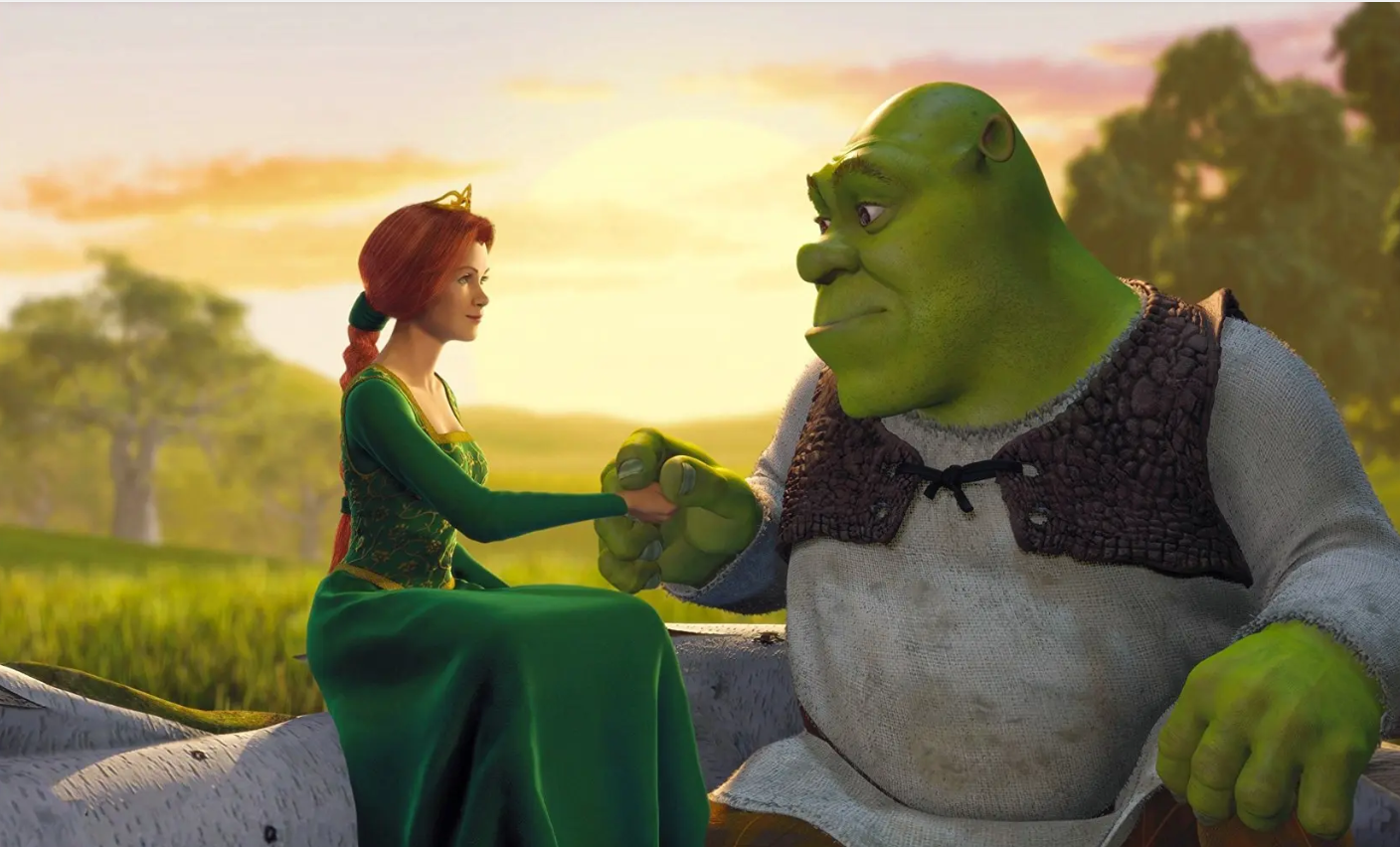 shrek and fiona holding hands, from the popular film