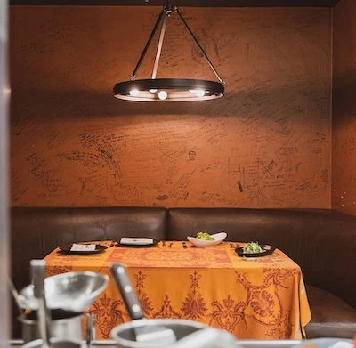 a table with plates on it