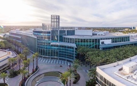 areal view of the Anaheim convention center 