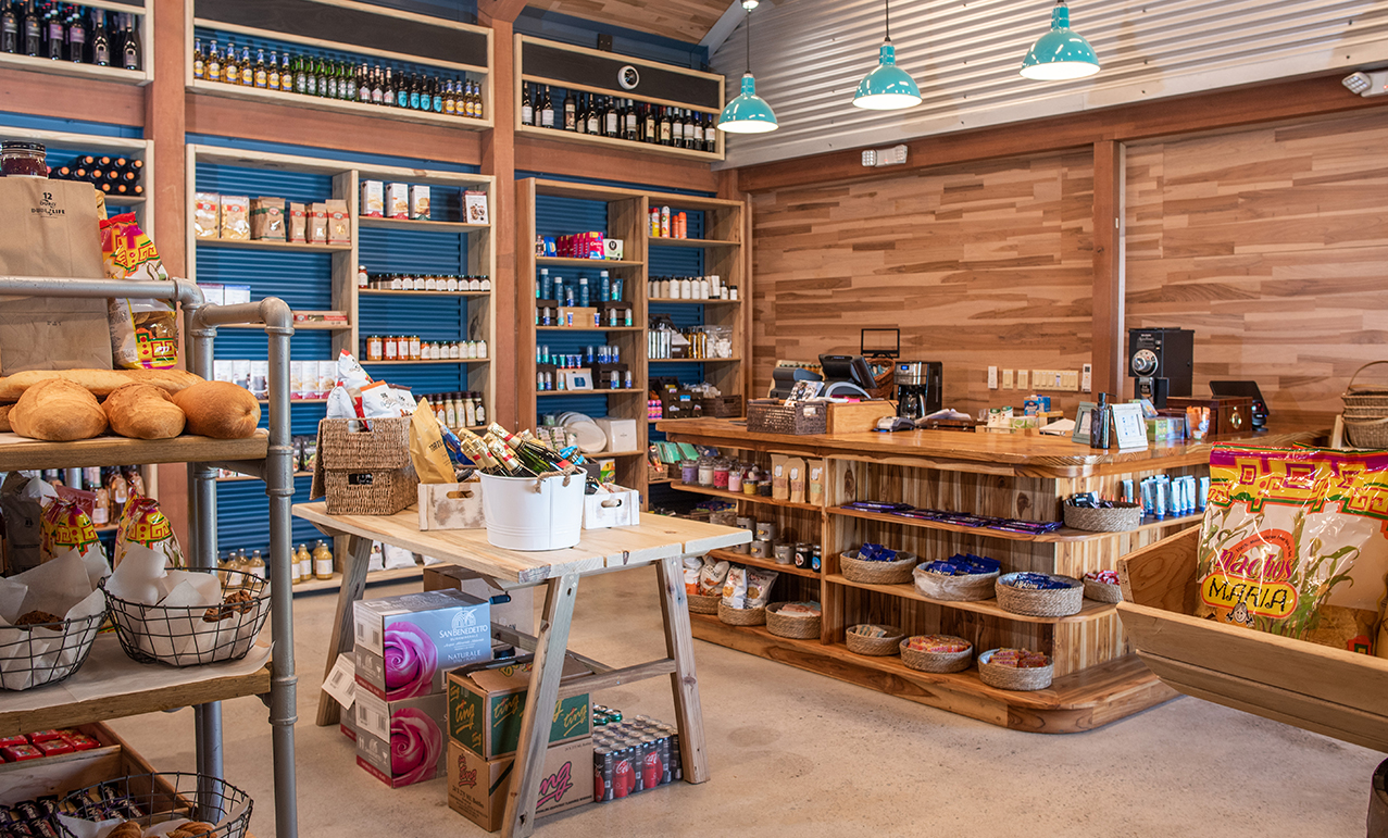 a store with shelves of food and drinks
