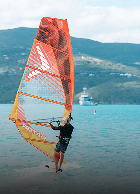 a person on a sail board