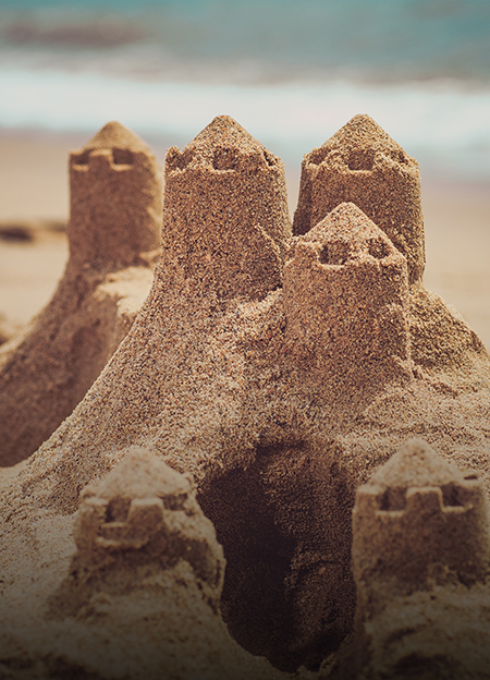 a sand castle on a beach