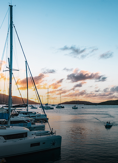 a group of boats in a body of water