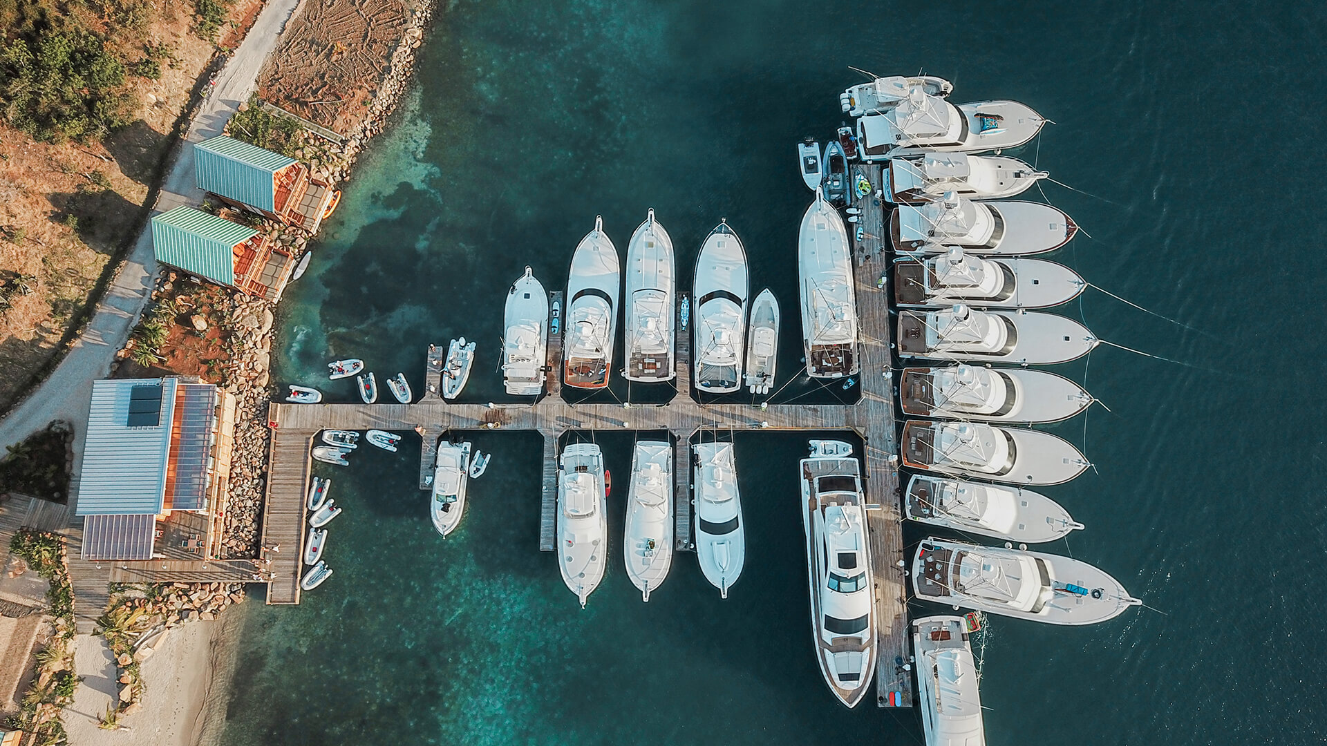 a group of boats on a dock