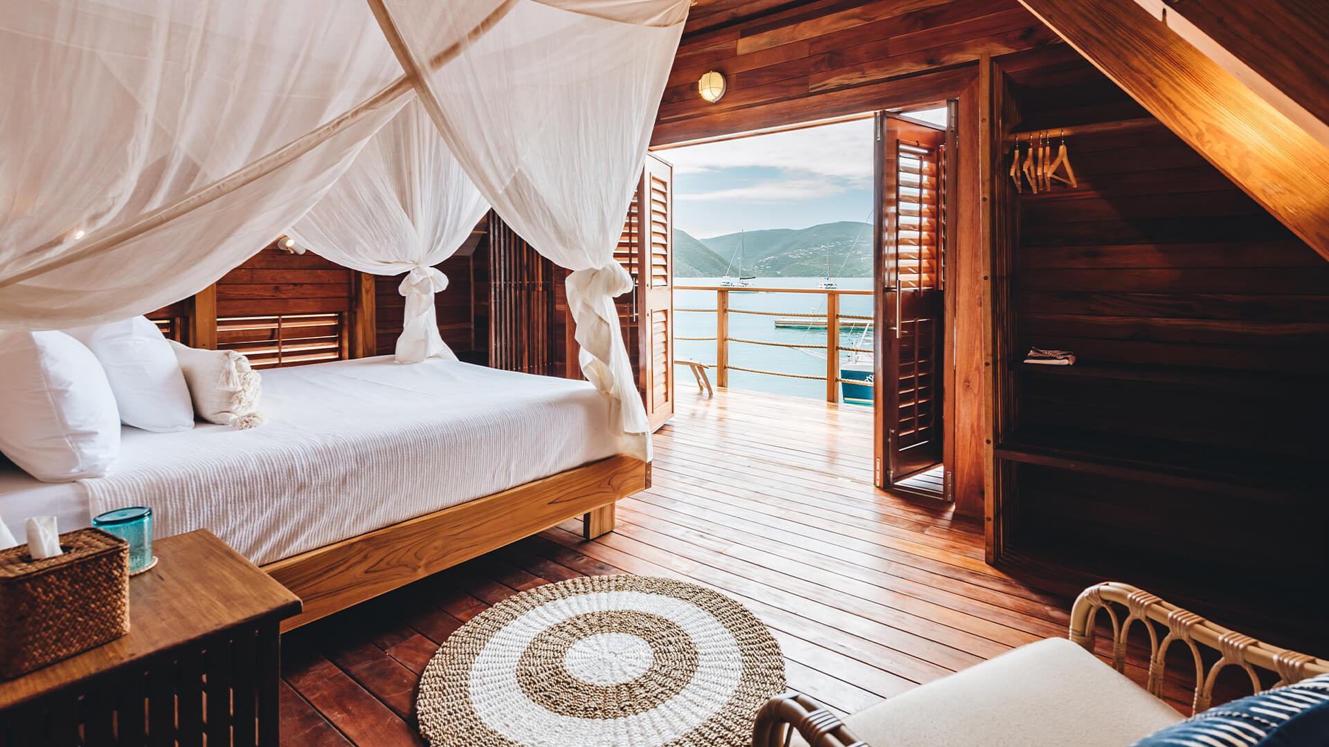 a room with a bed and a window