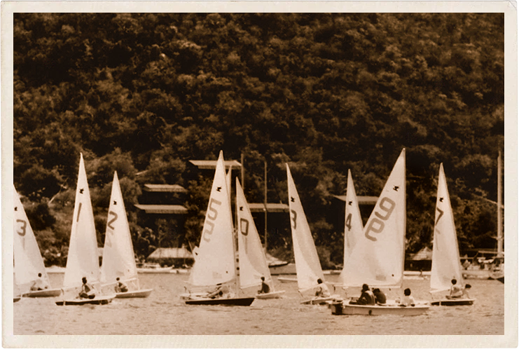 a group of sailboats on water