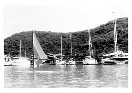 a group of sailboats in a harbor