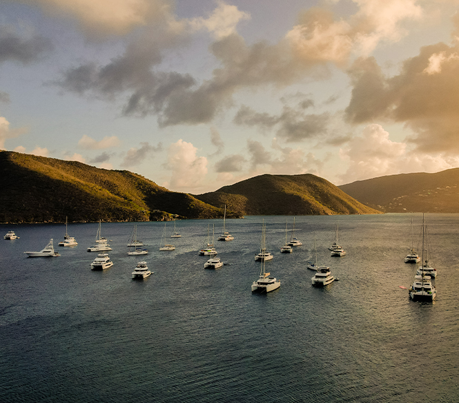 a group of boats in the water