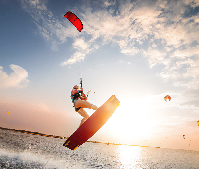 a person on a surfboard