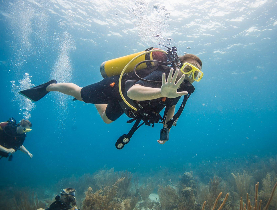 a person wearing scuba gear underwater