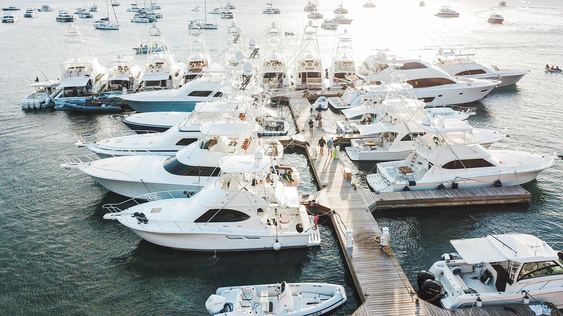 a group of boats on water