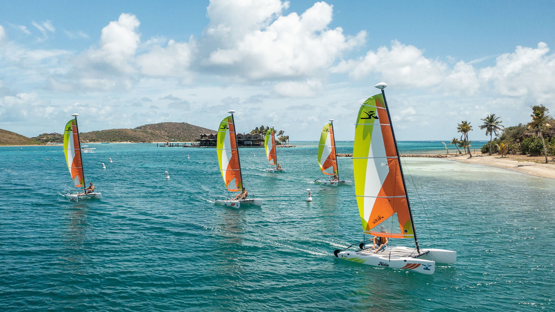 a group of sailboats in the water