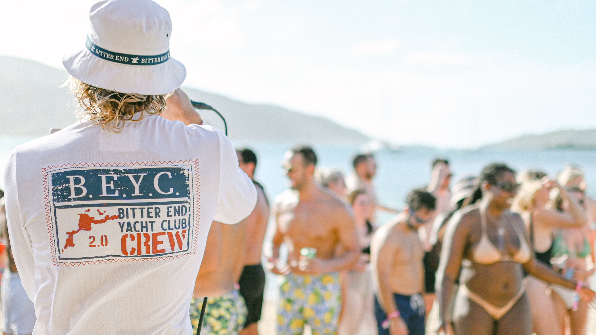 a group of people on a beach