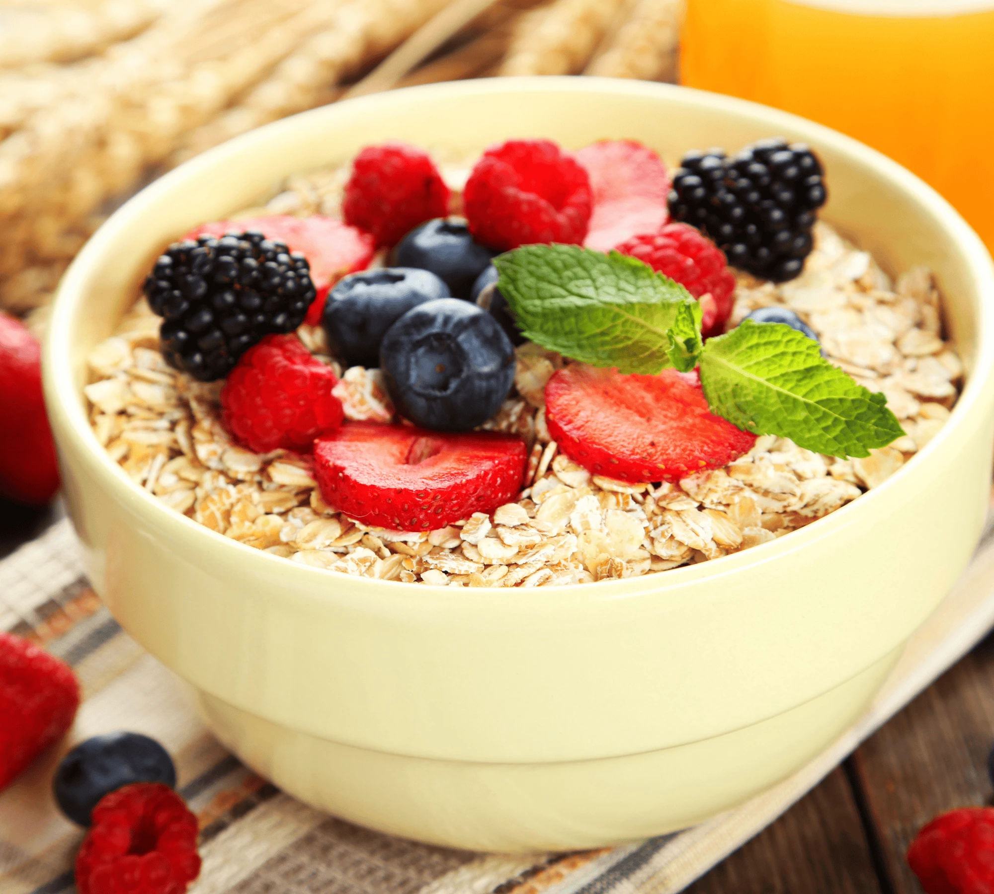 a bowl of oatmeal with berries