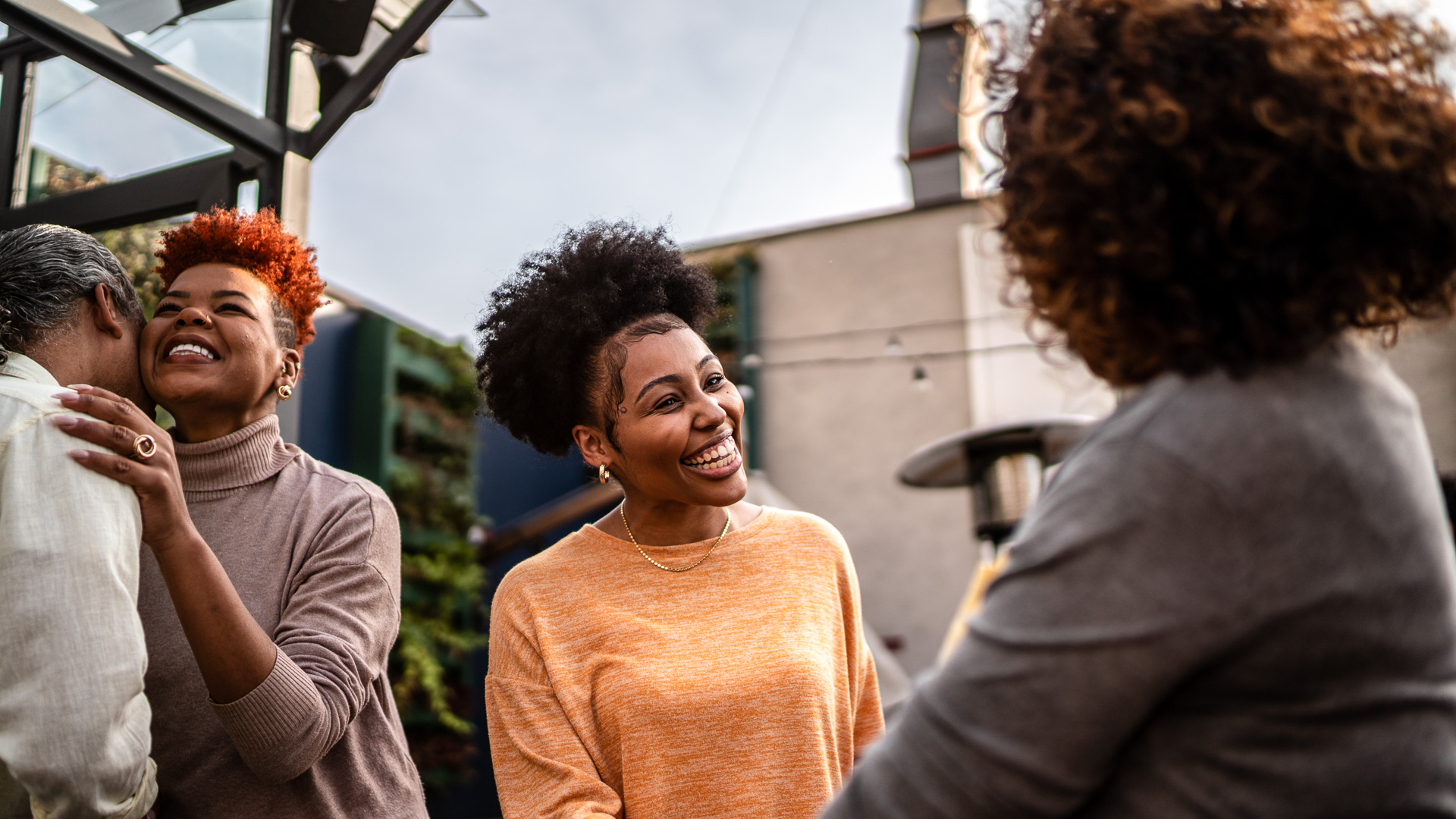 a group of people standing outside