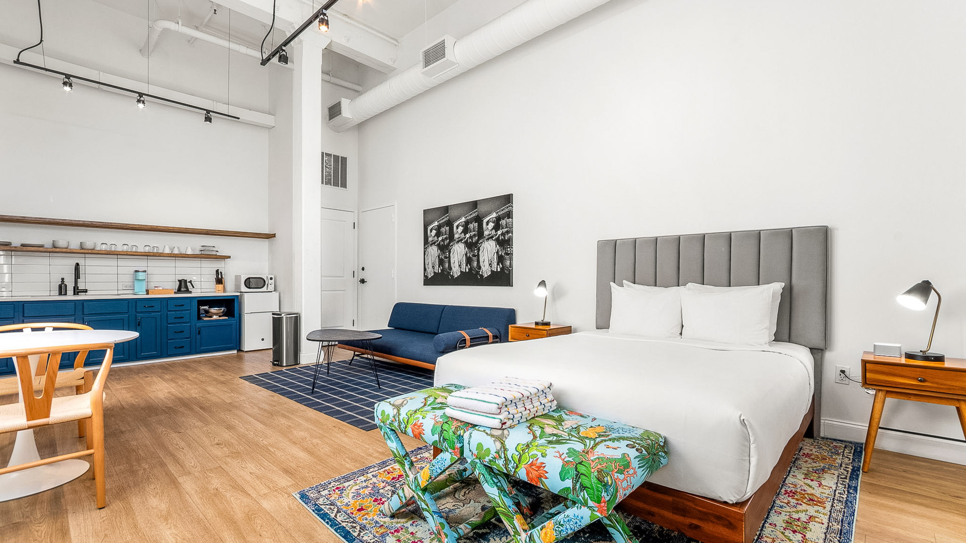 a room with a bed and a couch