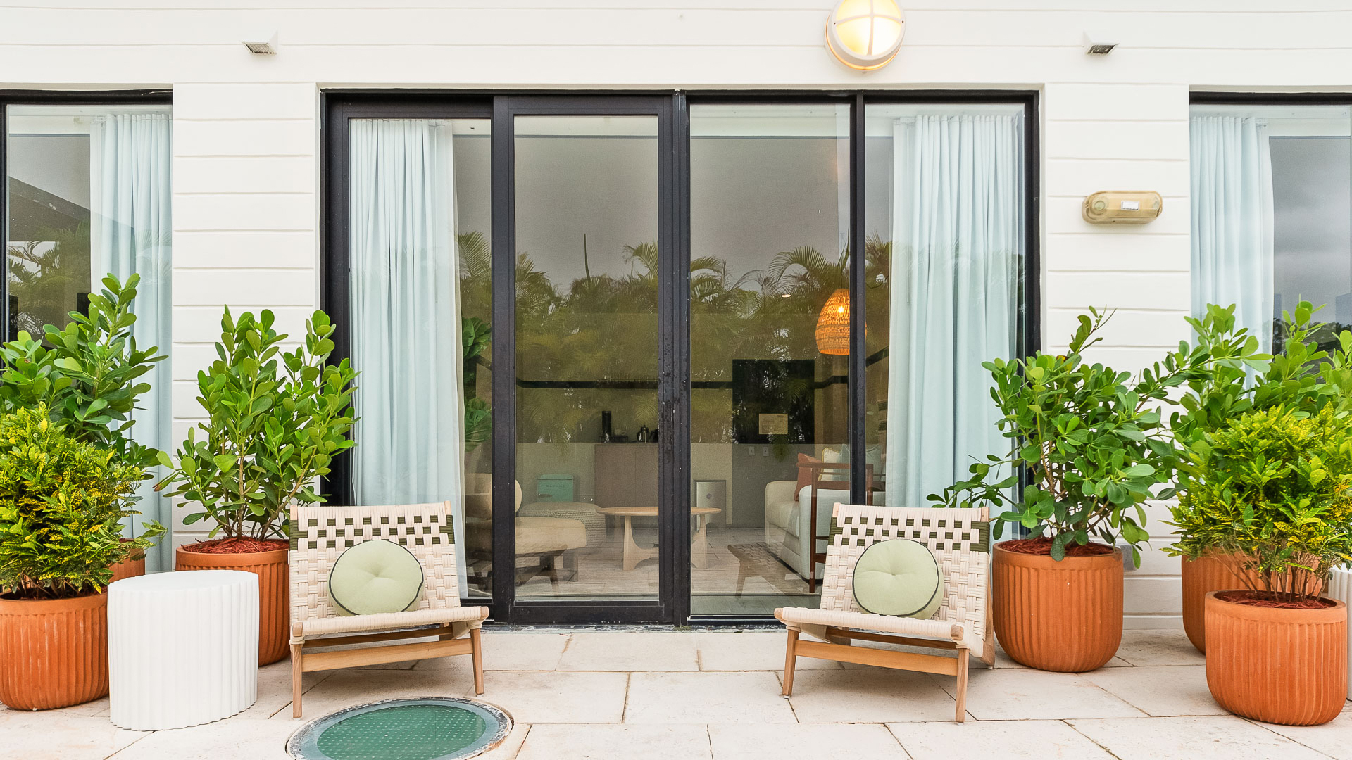 chairs outside of a building
