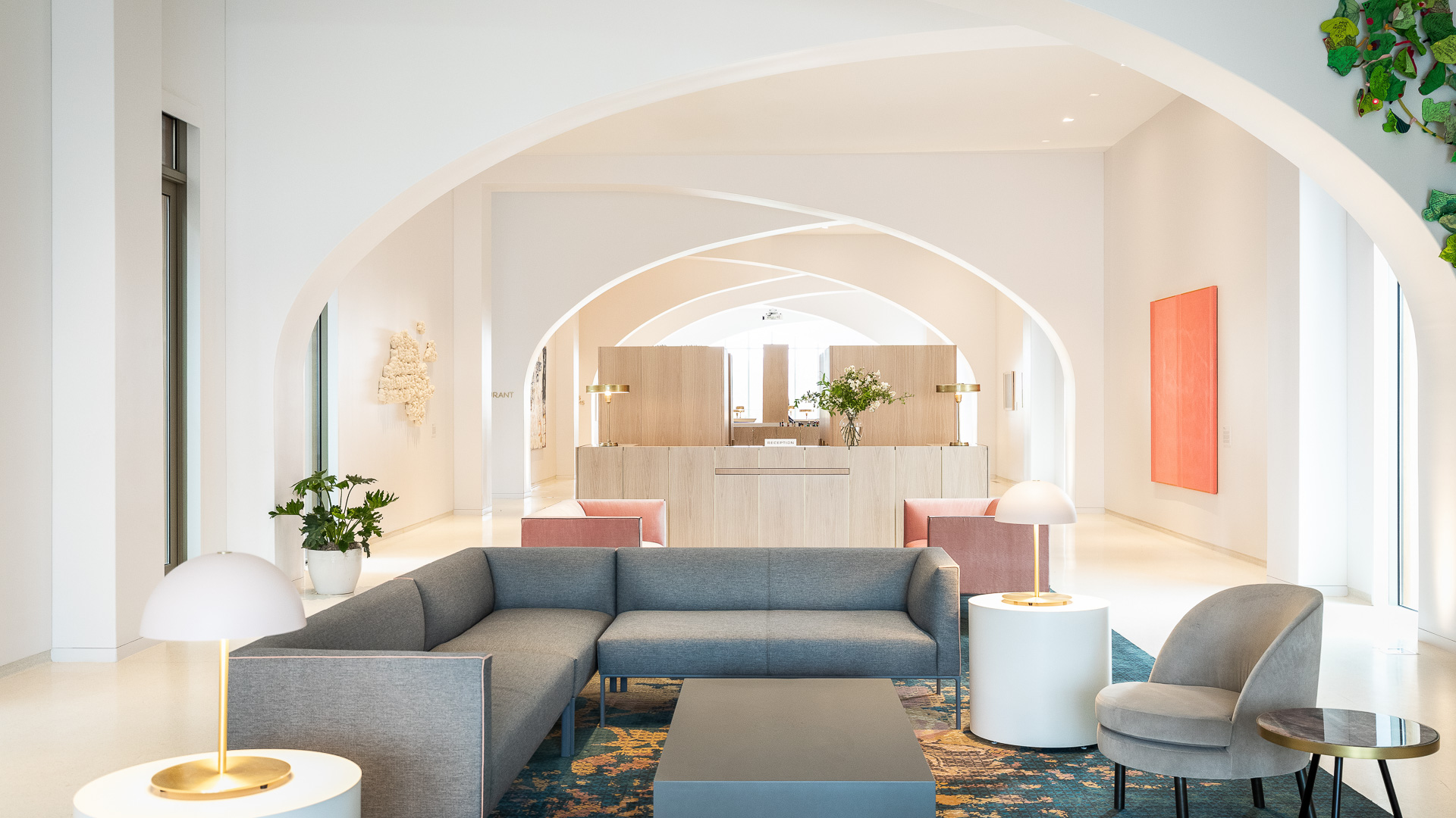 a room with a couch and a table