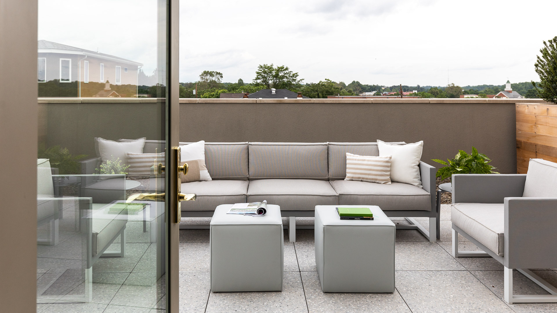 a couch and table on a patio