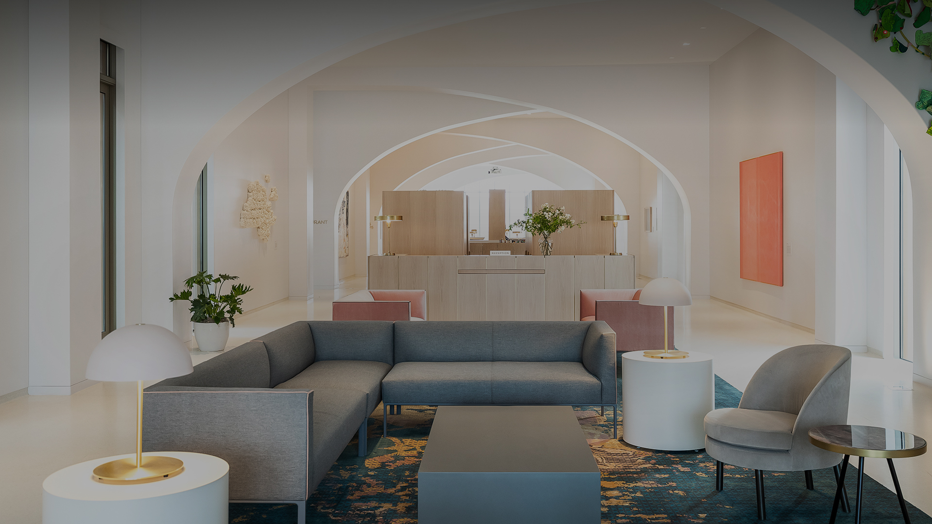 a room with a couch and a table