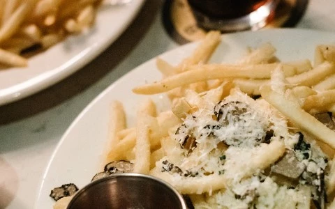 a plate of french fries and sauce