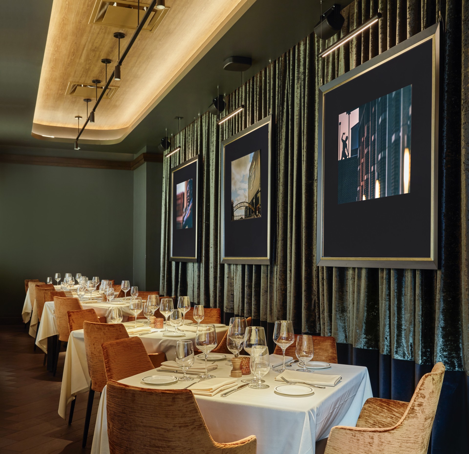 a room with tables and chairs