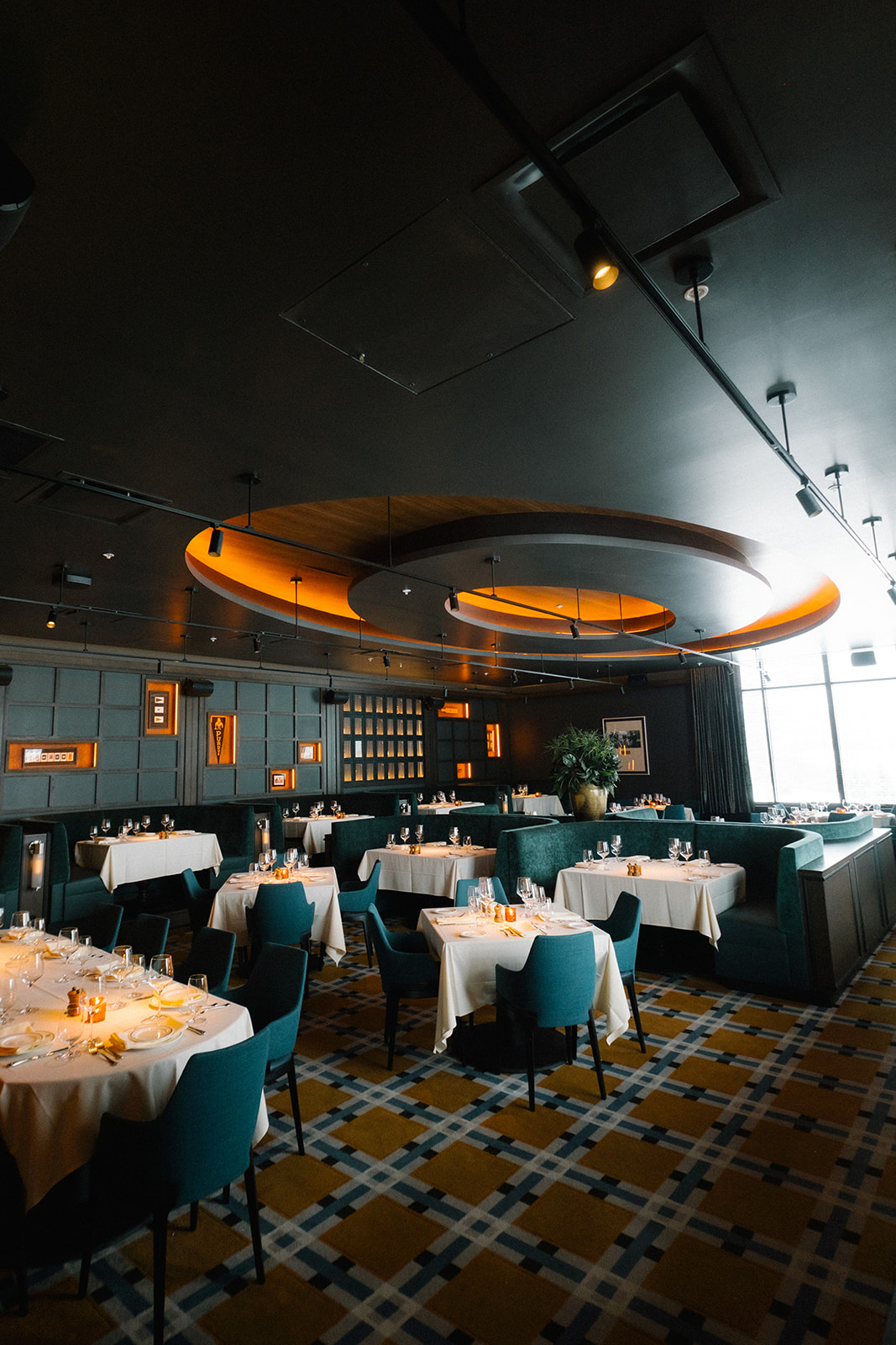 a room with tables and chairs