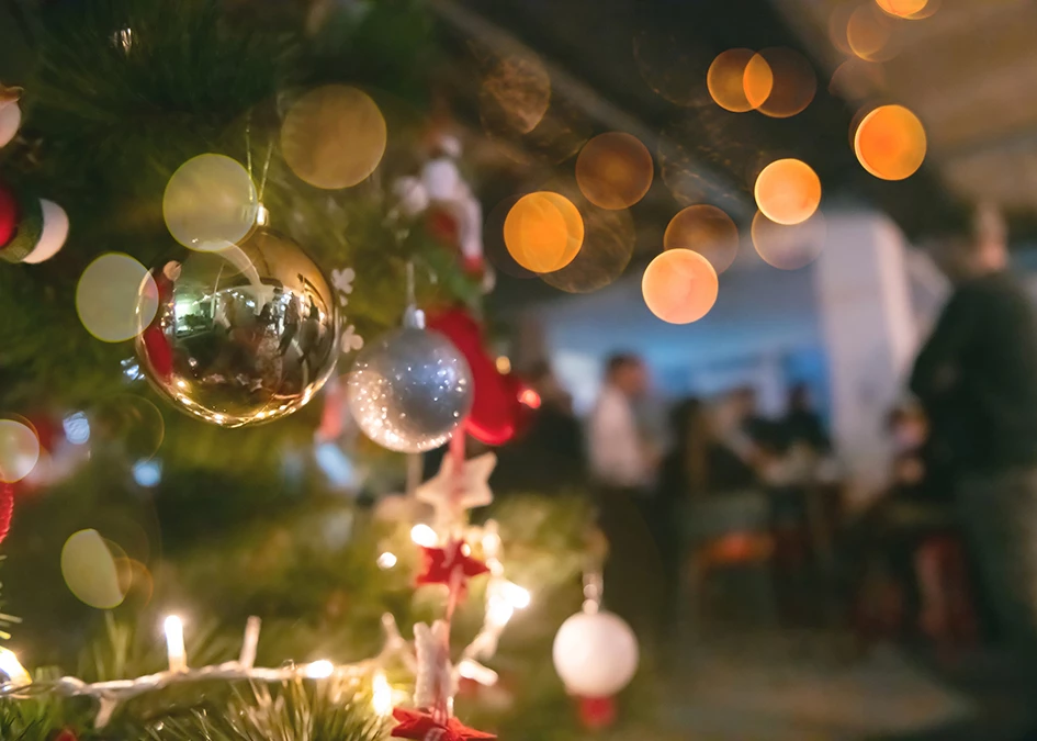 a christmas tree with ornaments and lights