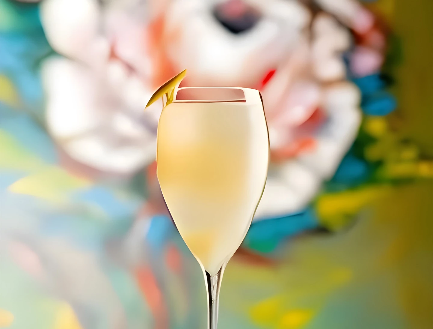 a glass with a yellow liquid in it