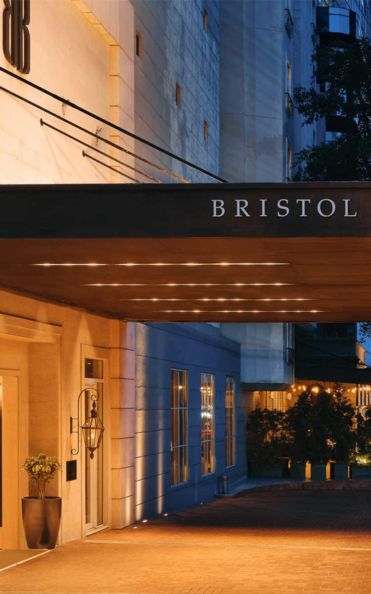 a building with lights on the front