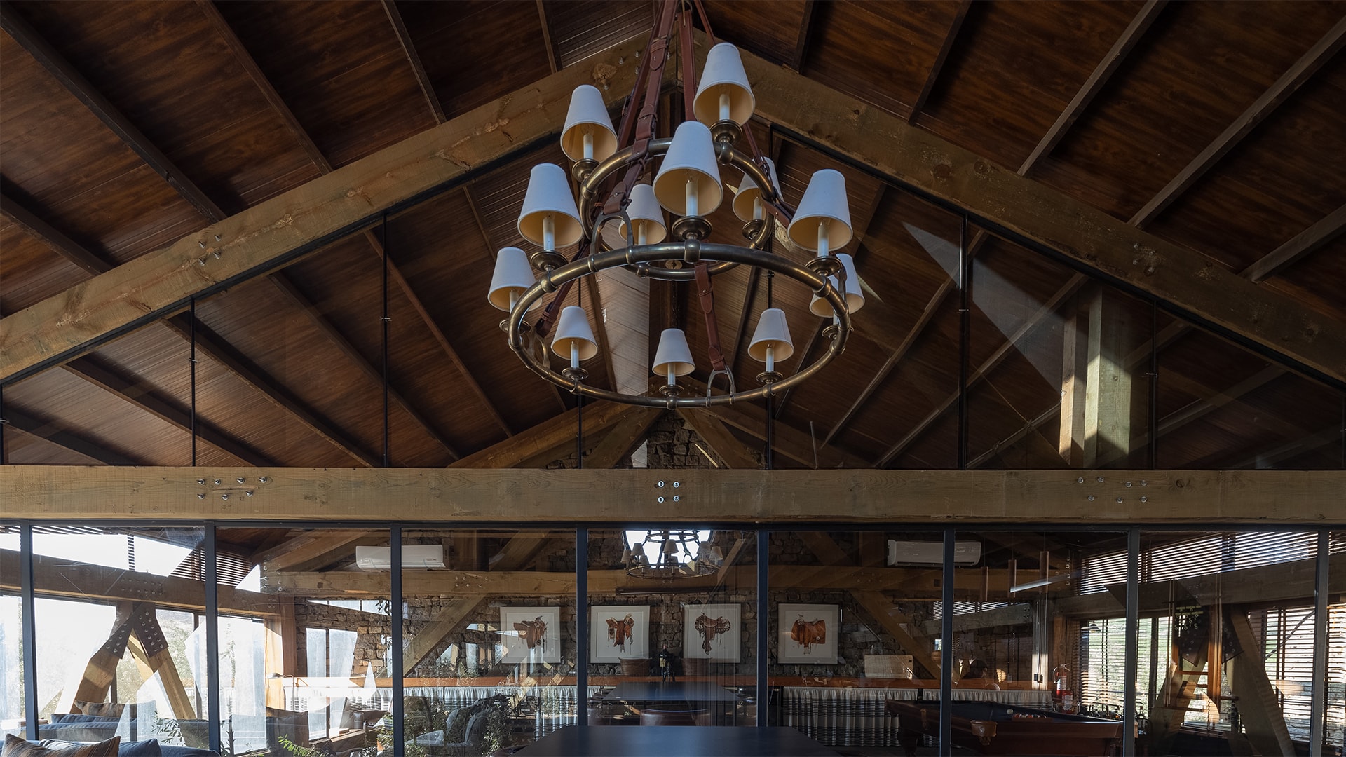 a chandelier from the ceiling