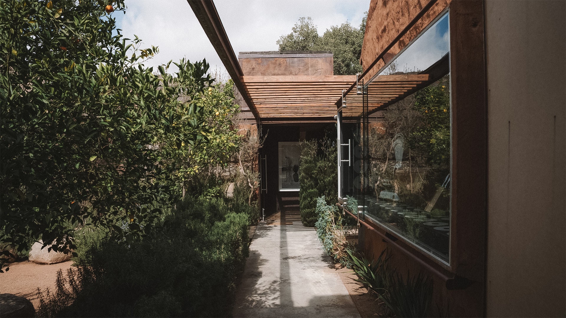 a walkway leading to a building