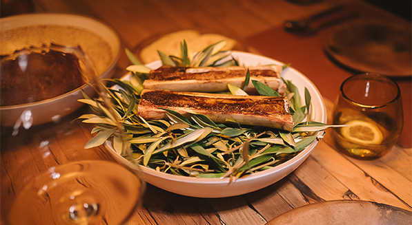 a bowl of food on a table
