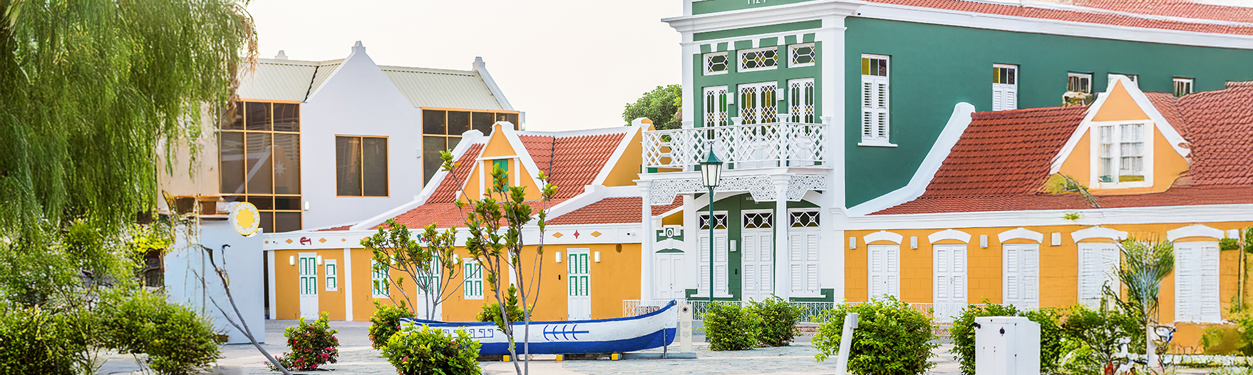 a row of colorful buildings