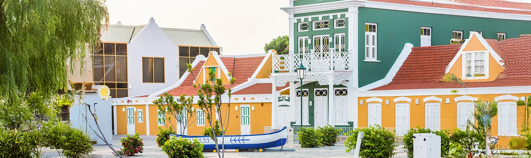 a row of colorful buildings