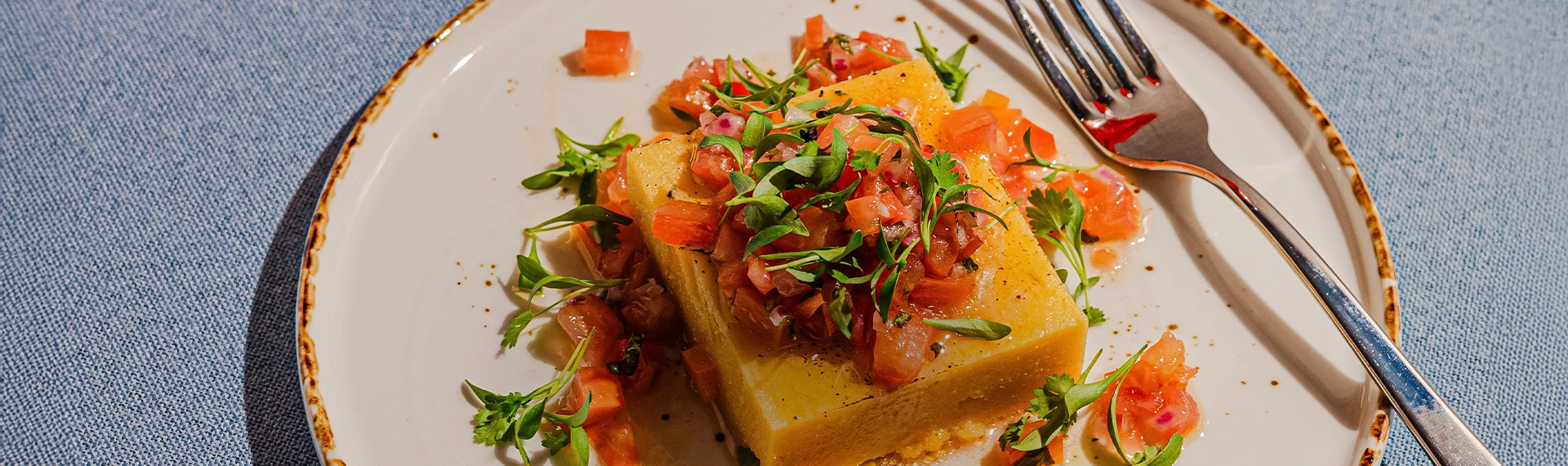 a plate of food with a fork
